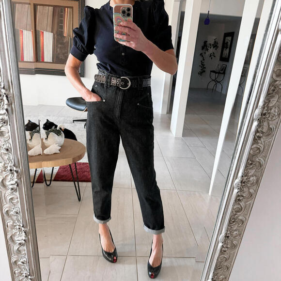 Authentic Isabel Marant Denim Trousers Chic High-Waisted Jeans Size 38 - Picture 1 of 9